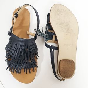 J.crew leather fringe slingback sandals size 8